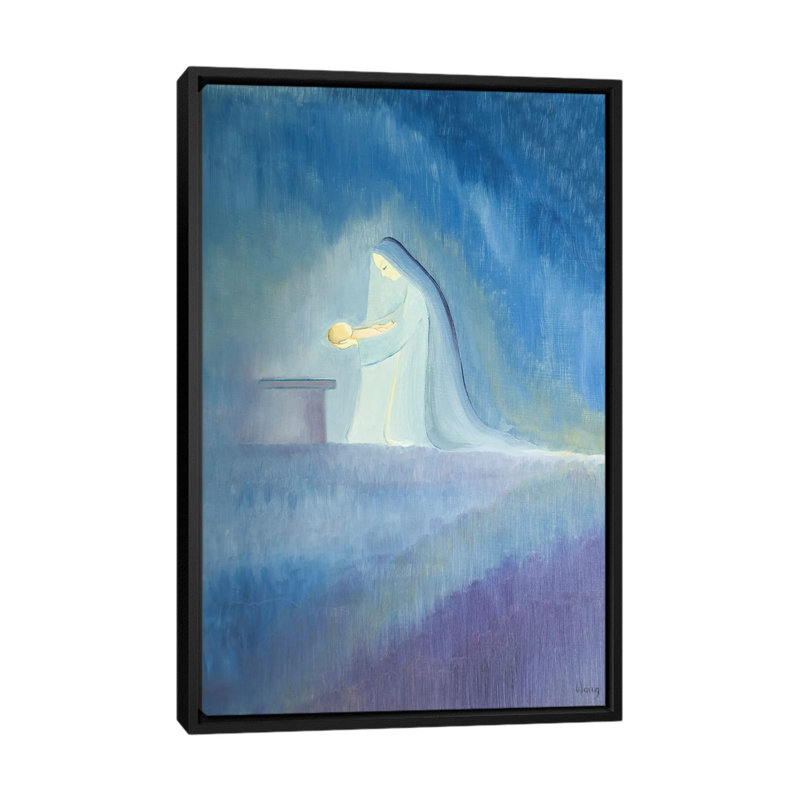 La Vierge Marie prend soin de son enfant Jésus avec simplicité et joie, 2001 - reproduction d'art mural - toile encadrée