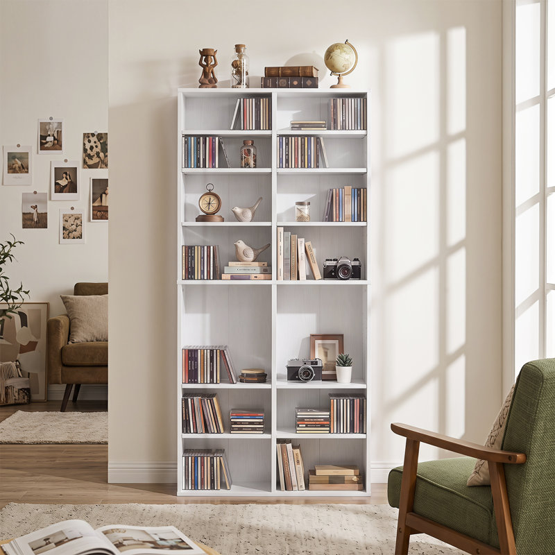 1 meuble de rangement pour CD de 16 cubes, 137 cm (54 pouces), autoportant, avec 12 tablettes réglables, blanc., Blanc
