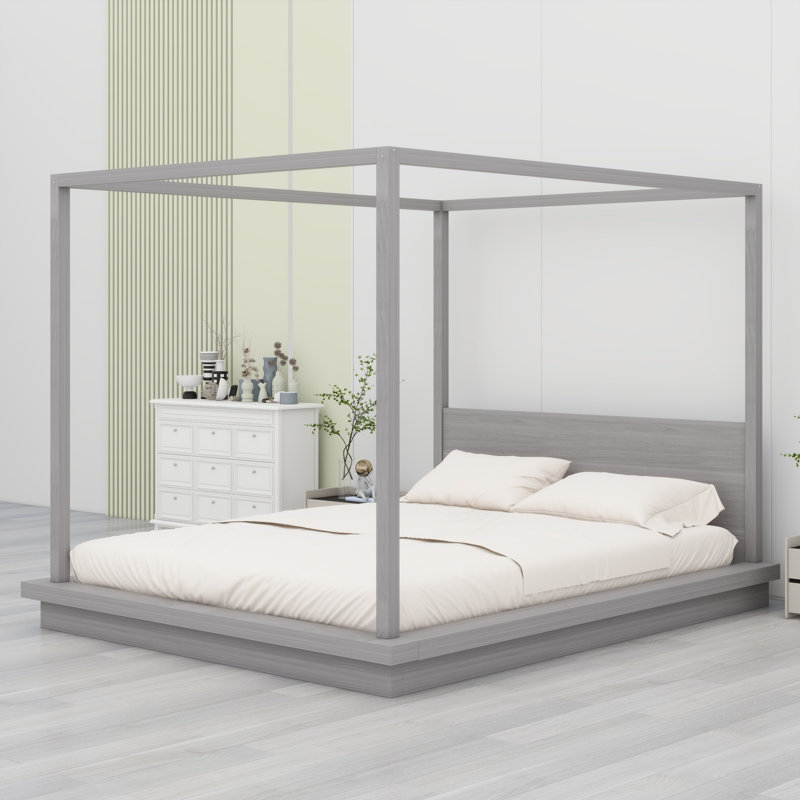 Lit à baldaquin en bois avec tête de lit Minimalist, Grey