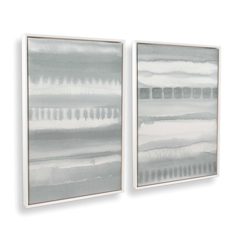 Ensemble de 2 impressions sur toile Soft Gradient Stripes, H 19 po x l 26 po x P 1,75 po, Cadre flottant blanc opaque