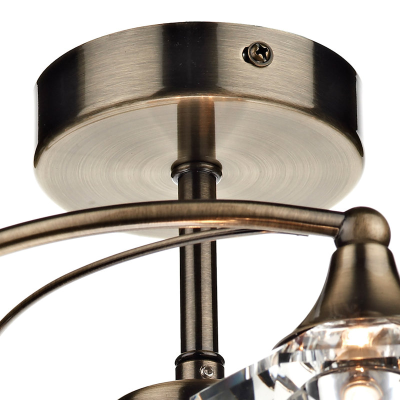 Greenhaw Glass Semi Flush Mount, Antique Brass