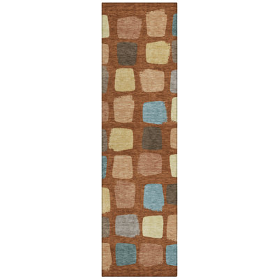 Machine Washable Indoor/Outdoor Chantille ACN2501 Squares Rug