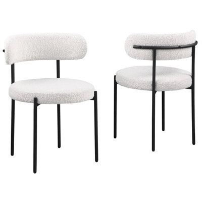 Modern 2-Piece Contemporary Boucle Fabric Dining Chairs with Frame