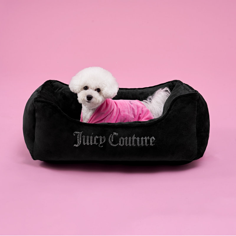 Juicy Couture Bling And Crown Pet Bed, Black, 10" H x 18" W x 28" D