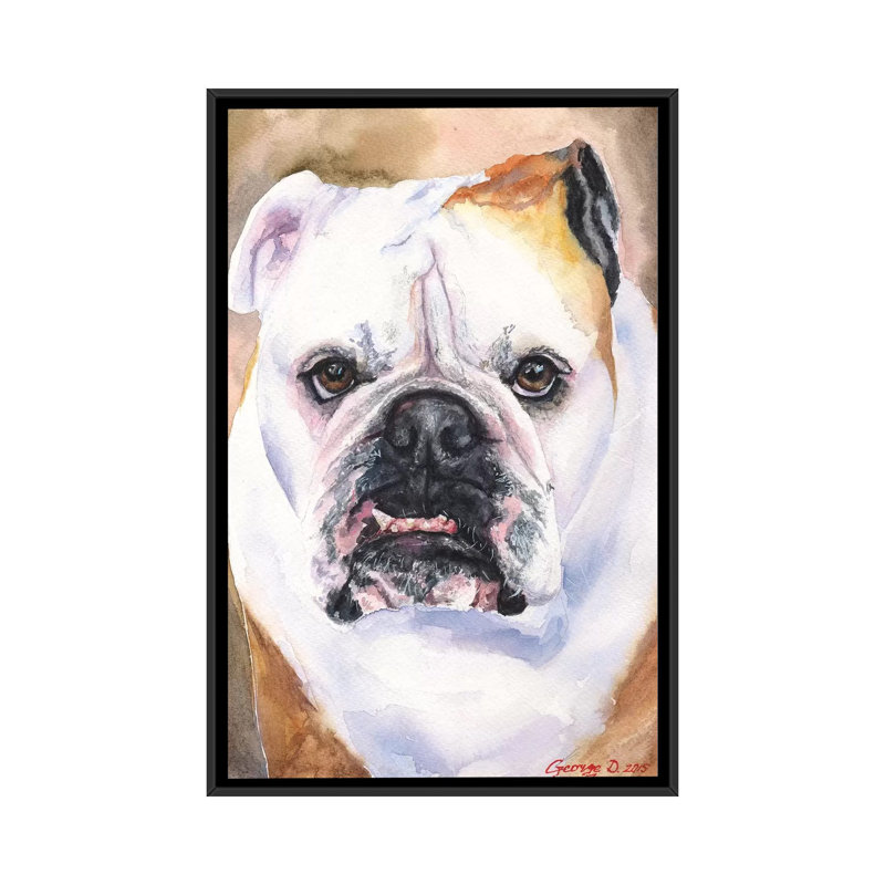«English Bulldog I», reproduction sur toile, H 26 po x l 18 po x P 1,5 po, Toile avec cadre noir, Pas de tapis