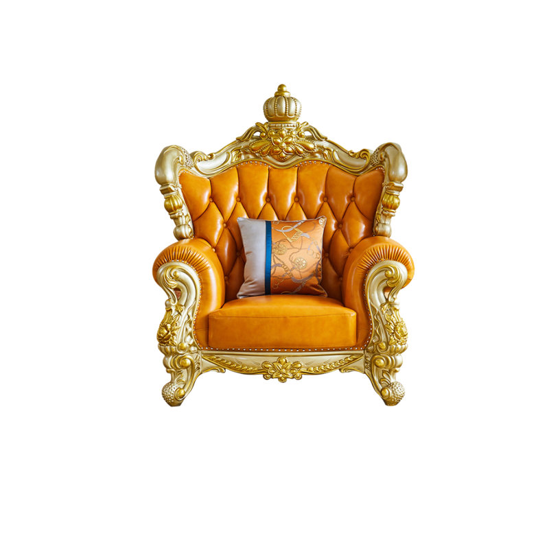 Fauteuil de style européen en bois massif de luxe avec fauteuil capitonné de 48,43 po de largeur