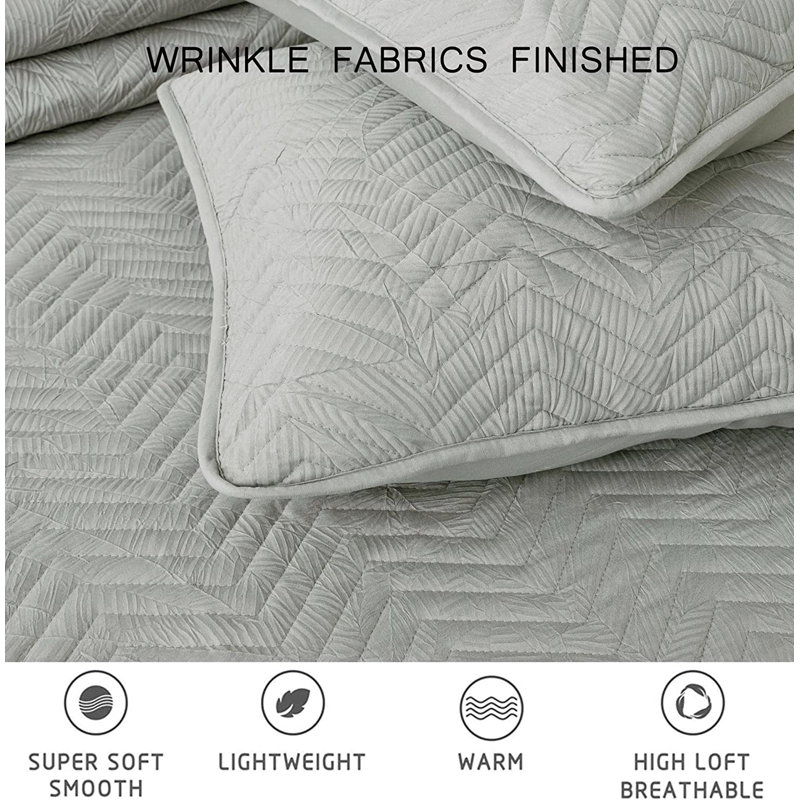 Gray Queen Size Reversible Microfiber Quilt Set