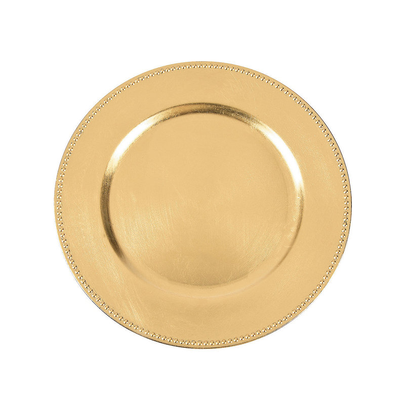 Antique Gold Plastic Charger Plates - Set of 6
