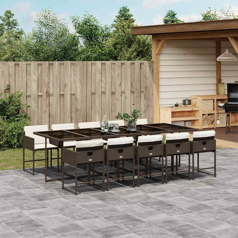 Patio Dining Set with, Cream White, Brown