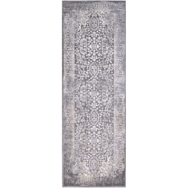 Tapis oriental gris / ivoire Alexander, Tapis de couloir 2 pi 7 po x 12 pi