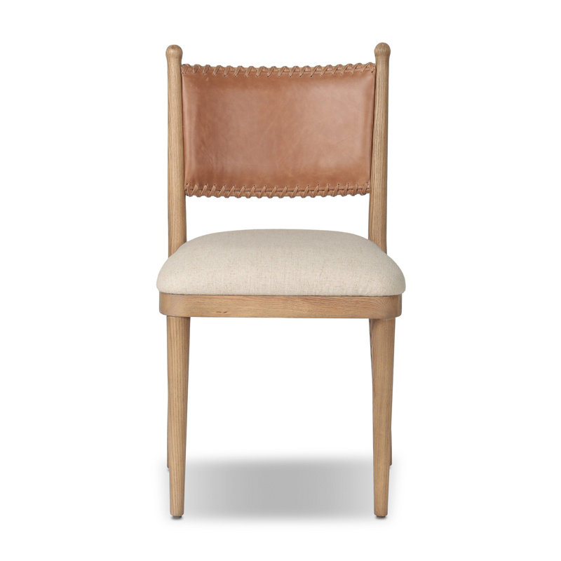 Bella Leather Upholstered Dining Chair, Beige