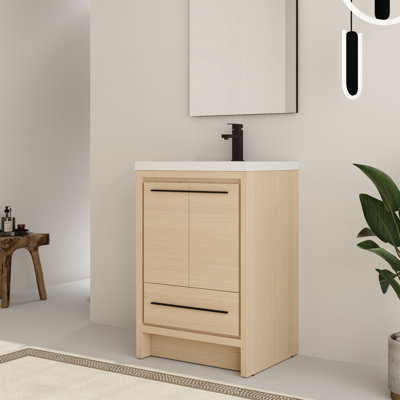 Eardisley 24" Free-standing Single Bathroom Vanity with Resin Vanity Top