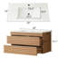 Meuble-lavabo mural 30 po avec lavabo simple en céramique, façade à lattes moderne, finition en bois naturel, tiroirs à fermeture en douceur pour la salle de bain