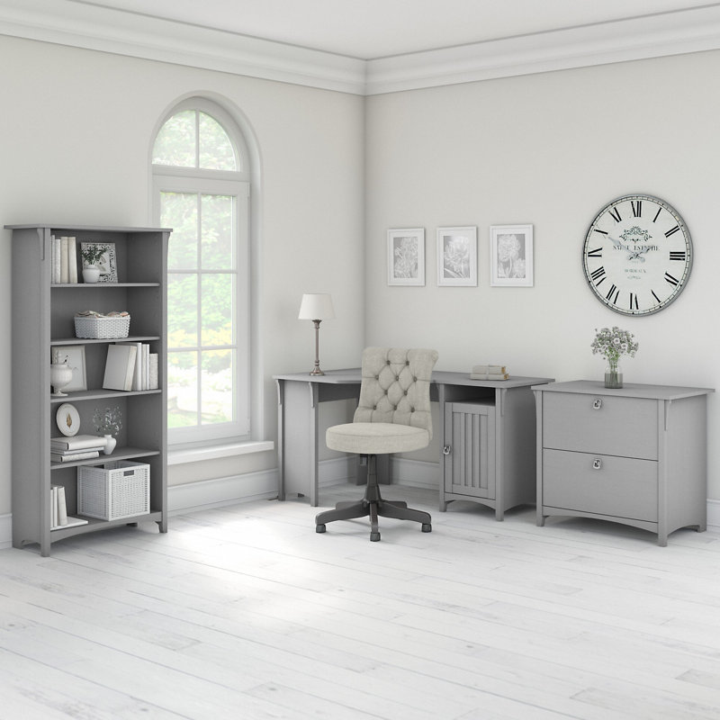 Khadesha 3 Piece Writing Desk Office Set, Cape Cod Gray