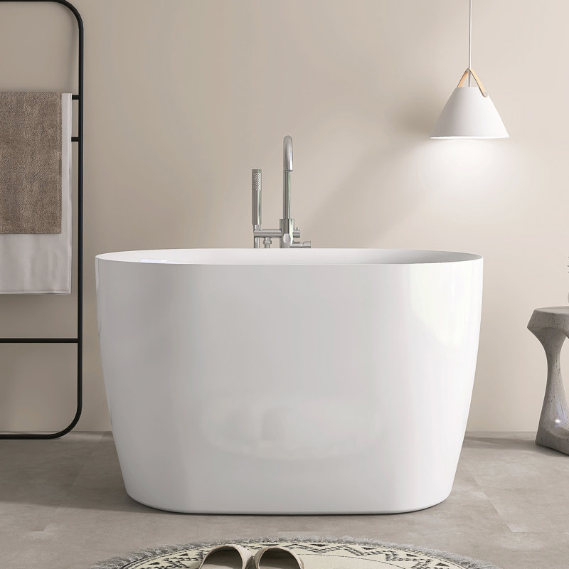43'' Freestanding Soaking Acrylic Bathtub With Seat