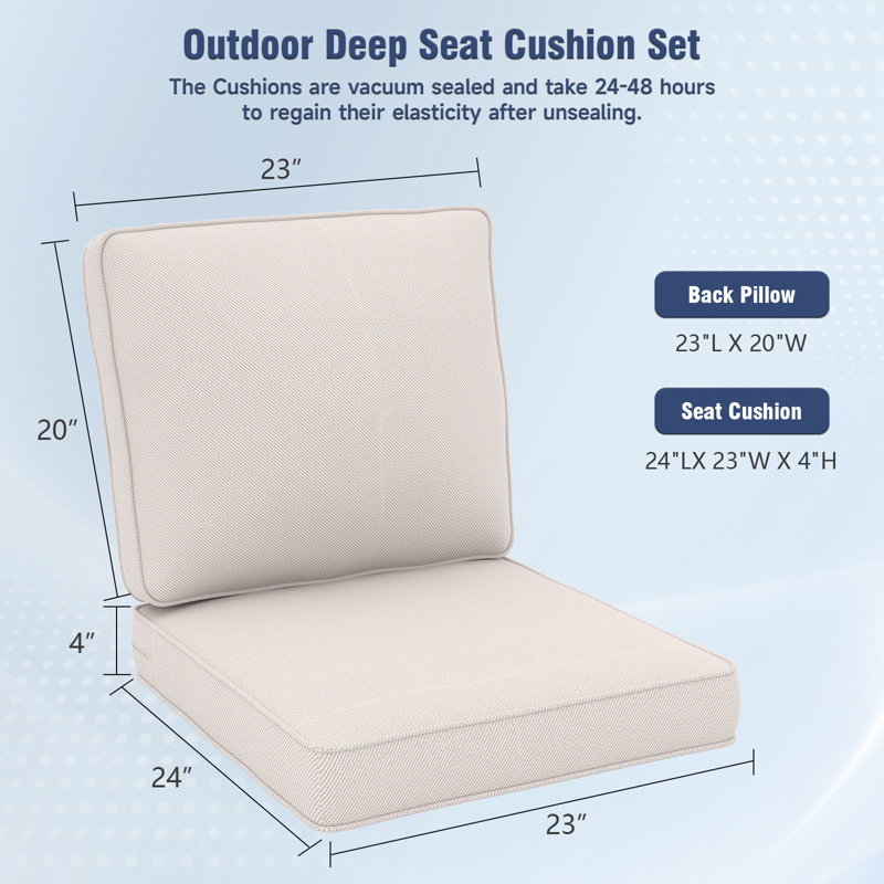 Coussin de siège / dossier d'extérieur 4 po, 8, Beige