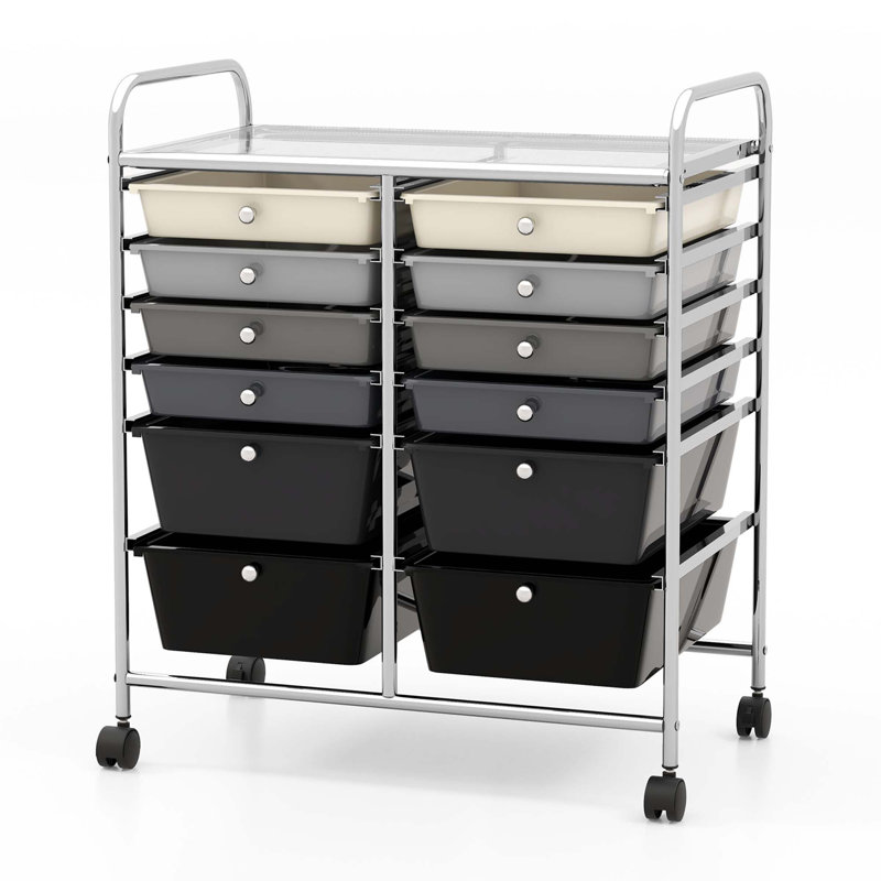 Niccolas 12 Drawer Storage Drawer with Locking Wheels, Gradient Grey