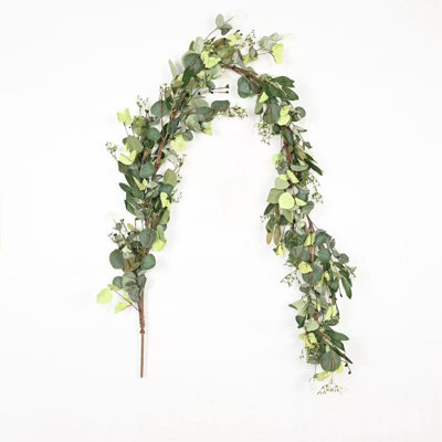 6 pieds de guirlande d'eucalyptus artificiel, chemin de table de vignes en guirlande de verdure pour décoration de manteau de mariage