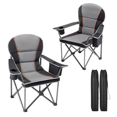 Set of 2 Oversized Camping Chair with Cooler, Heavy Duty Beach Chair Outdoor Folding Chair, Reclining Sports Chair with Carry Bag