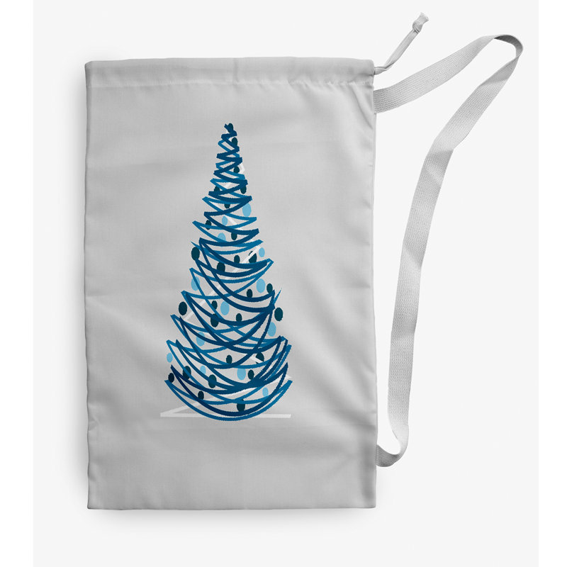 Sac à linge Oh Christmas Tree Christmas, Petit (H 29 po x l 18 po), Bleu