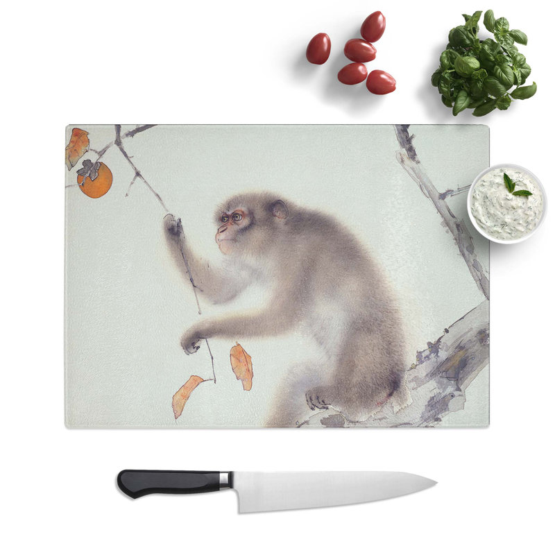 Tempered Glass a Monkey Chopping Board, 39 cm W x 28.5 cm L