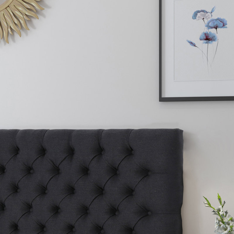 Cadre de lit avec tête de lit, Gris anthracite, Queen