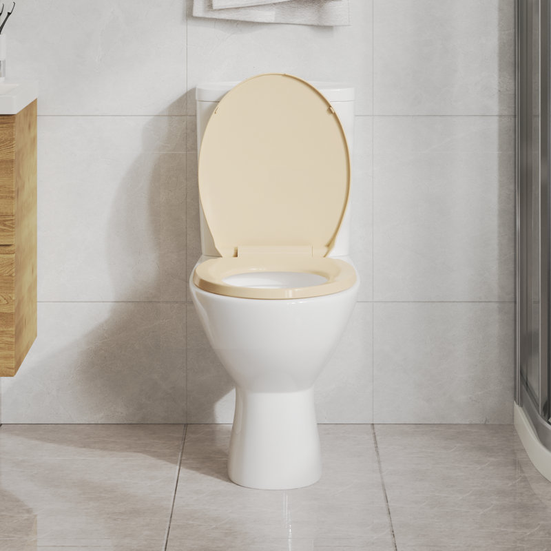vidaXL Soft-Close Toilet Seat Beige Oval, Beige