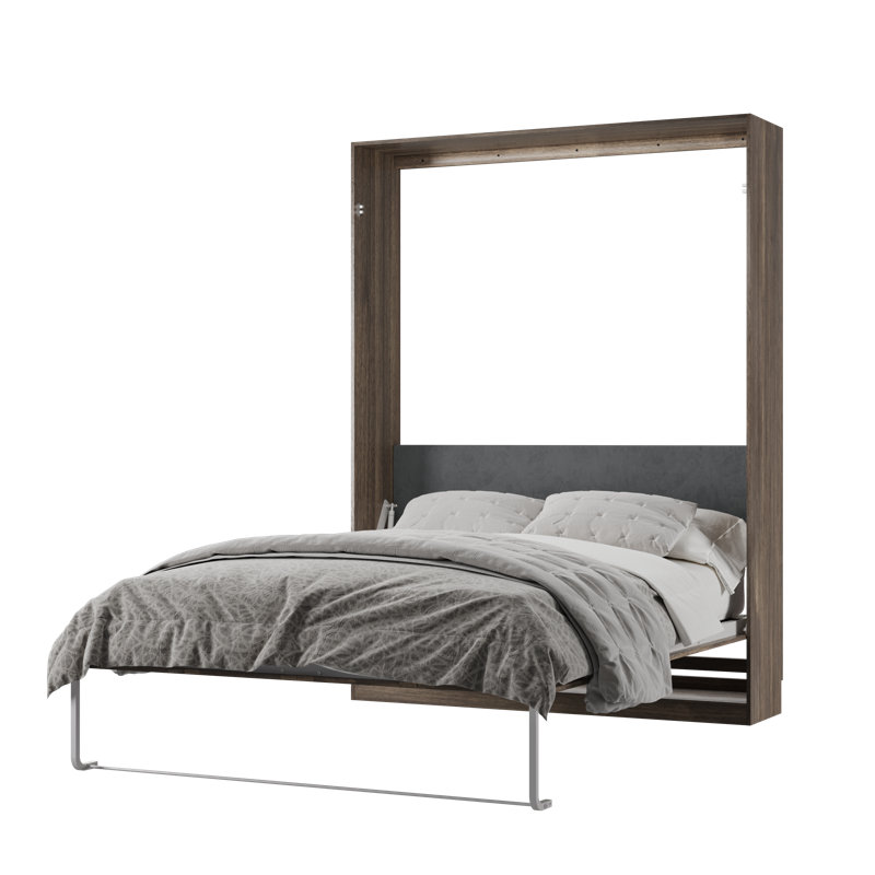 Modern Queen Size Murphy Bed, Hidden Foldable Wall Cabinet Bed, Brown