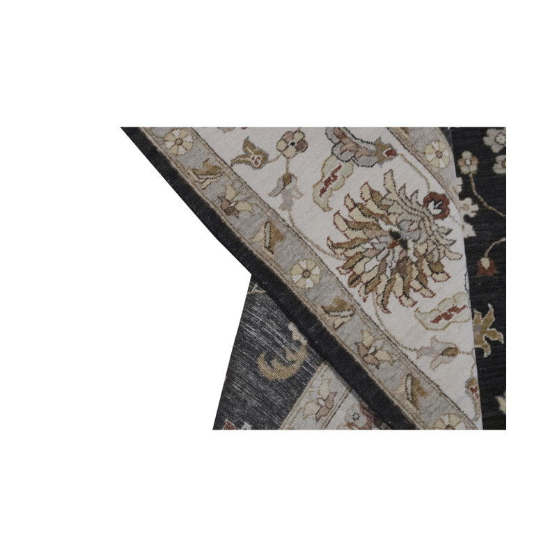 Tapis noir et blanc de haute qualité noué à la main
