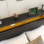 Estella Black Metal Bed 4Ft6 Double Bed 135×190Cm With Multi-Color LED Strip Lights And Charging Port 2 A-Type And 1 C-Type, One-Piece Bedside Table