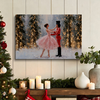 Romantic Vintage Nutcracker Ballet Ballerina Canvas Wall Art Graphic Print 16x12 Inch - Living Room Decor