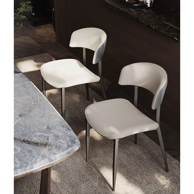 Italian Minimalist Ultra Fine Leather Backrest Dining Chair