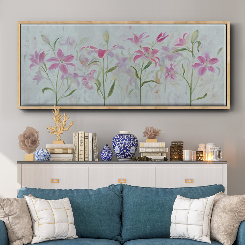 Dancing Pink Trio III - toile encadrée, H 20 po x l 50 po