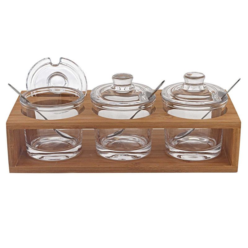 Freestanding Wood Spice Jar & Rack Set