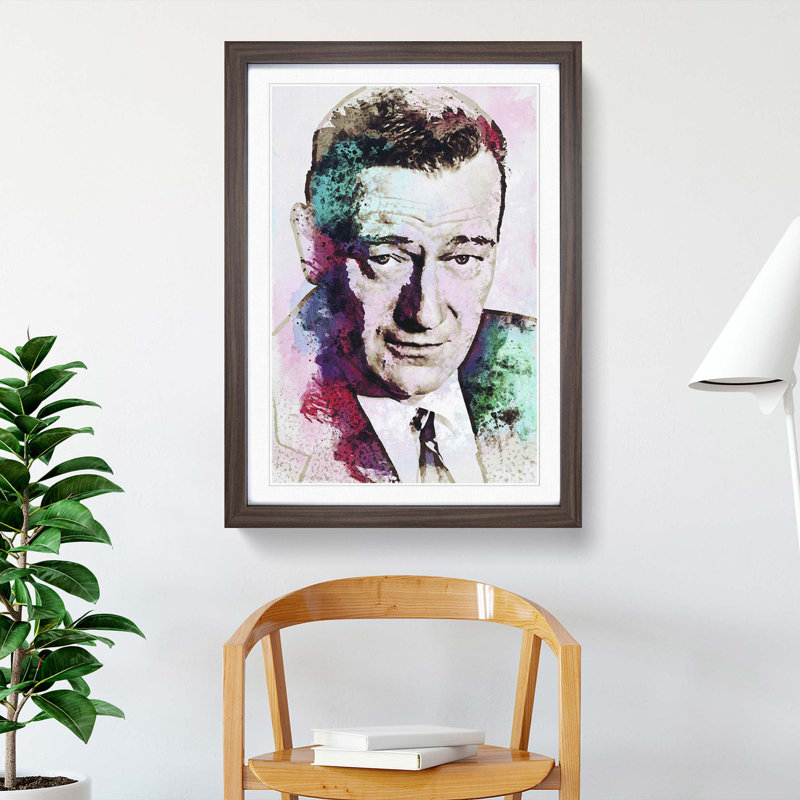 John Wayne in Abstract - Framed Print, 91cm H x 60cm W x 2cm D, Walnut