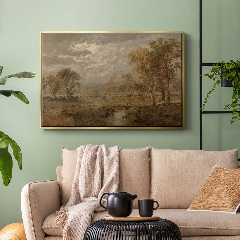 «Vintage Landscape» - DCX III - Impression sur toile avec cadre flottant, Or, H 27 po x l 41 po