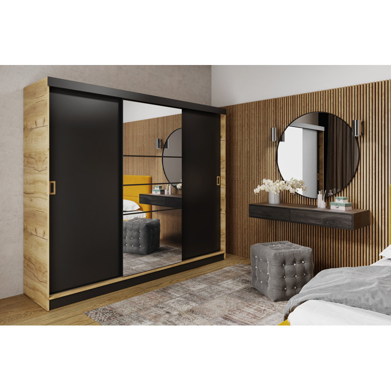 Amme 2 Door Wardrobe, Natural/Espresso