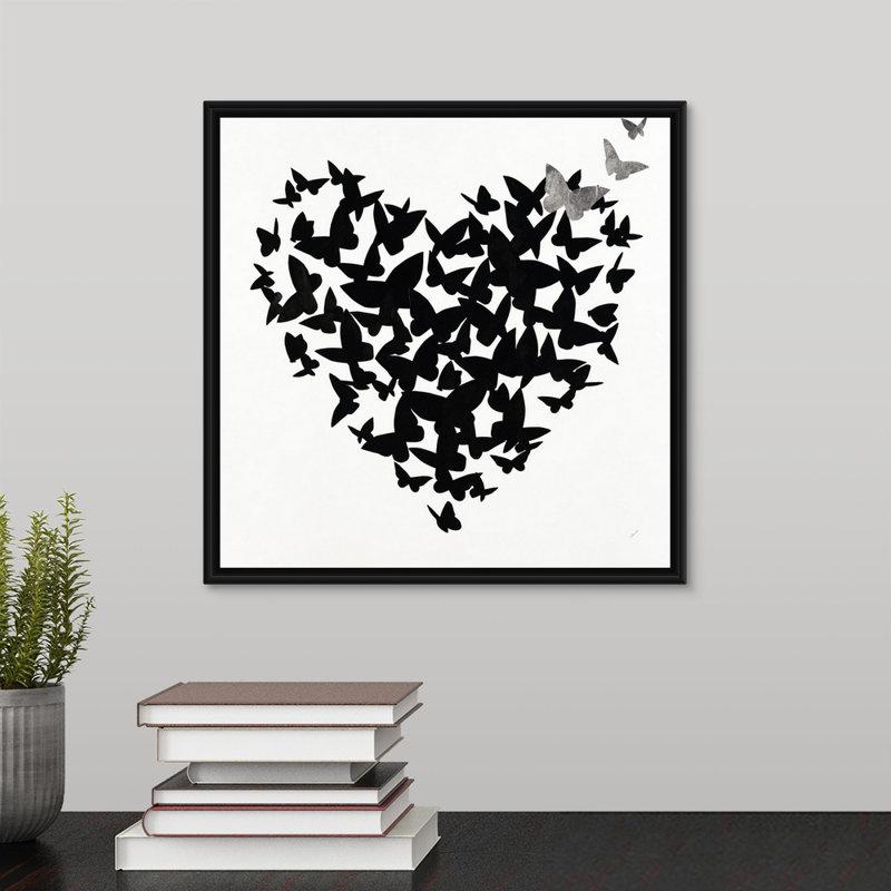 «Hearts in Flight III», impression sur toile, H 13,7 po x l 13,7 po x p 1,75 po, Cadre flottant noir