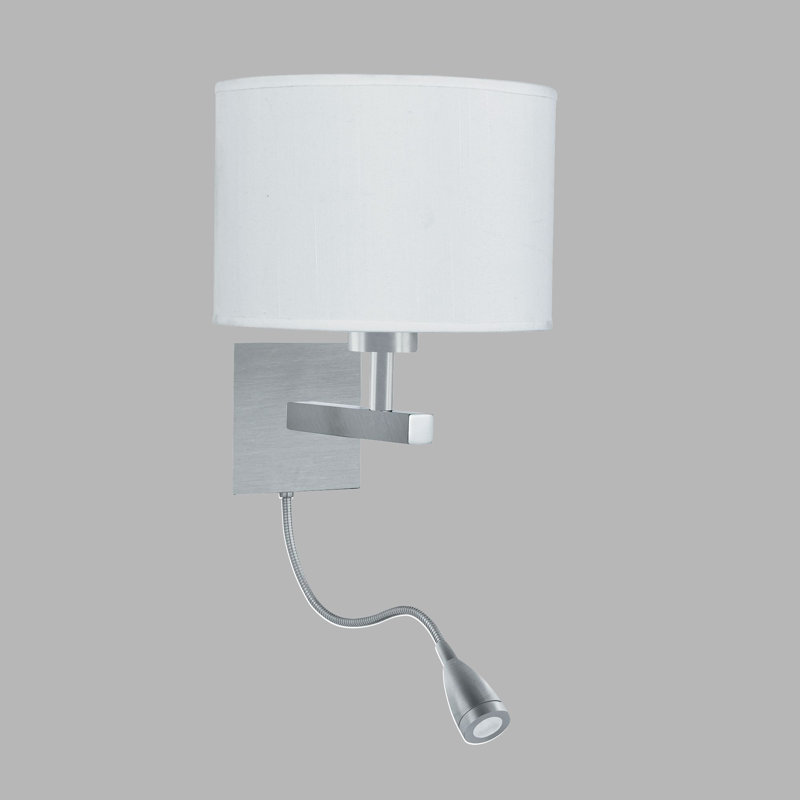 Audra Mild Steel LED Armed Sconce, Satin Silver