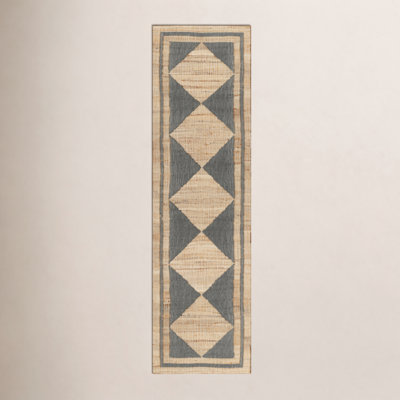 Orchard Court Blue Hand-Woven Geometric Jute Rug