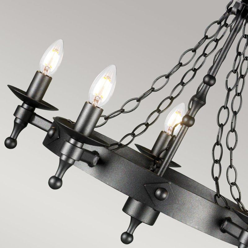 Gresham Palace 5 - Light Waggon Wheel Chandelier, Graphite