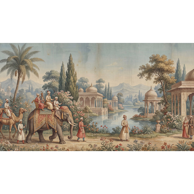 Papier peint exotique rétro Serene, Non-Woven Nonpasted, 120" x 96"