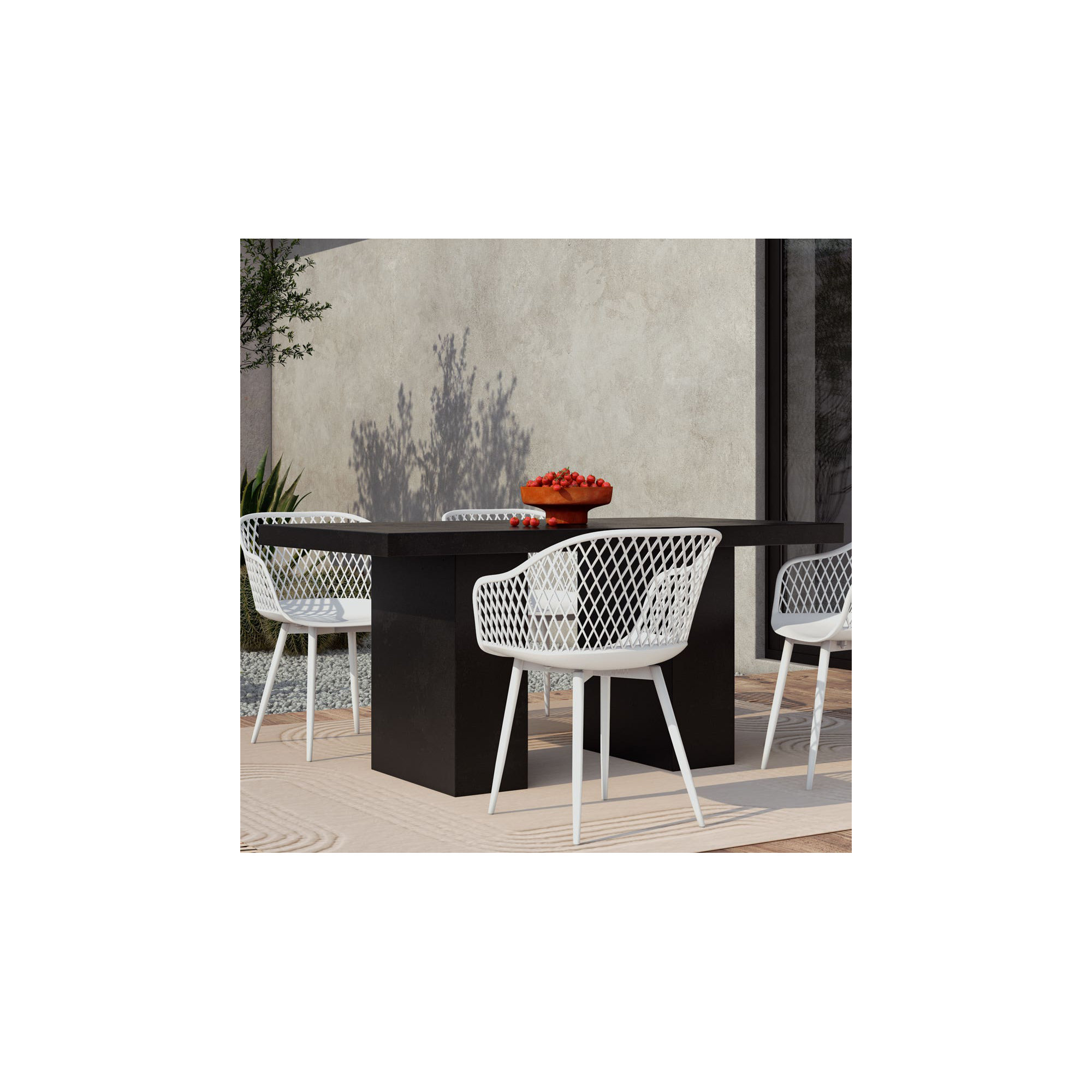 Tommen 63'' Fiber-Reinforced Cement Outdoor Dining Table, Black Fiber-Reinforced Cement