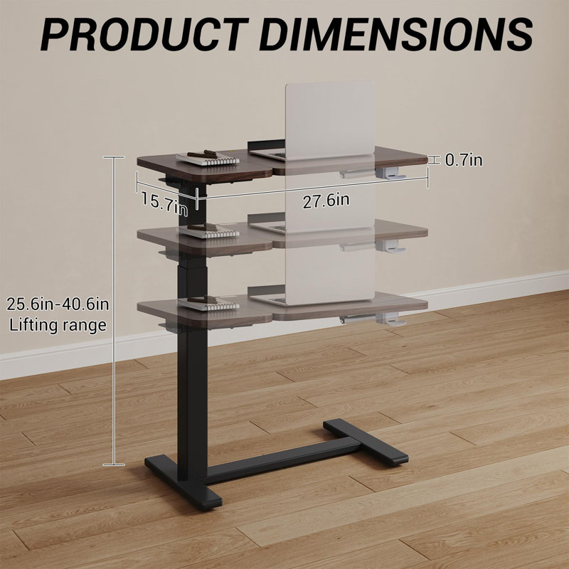 Steel Floating Desk, Walnut