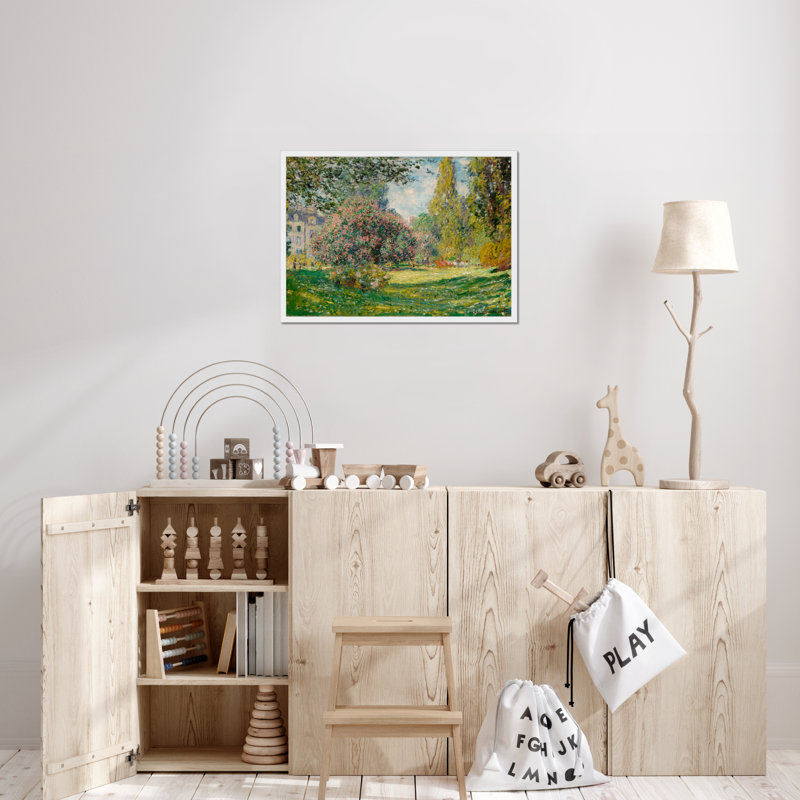 Landscape-The Parc Monceau by Claude O. Monet - Wrapped Canvas Painting, 55cm H x 80cm W x 2.3cm D, White Framed Paper Print