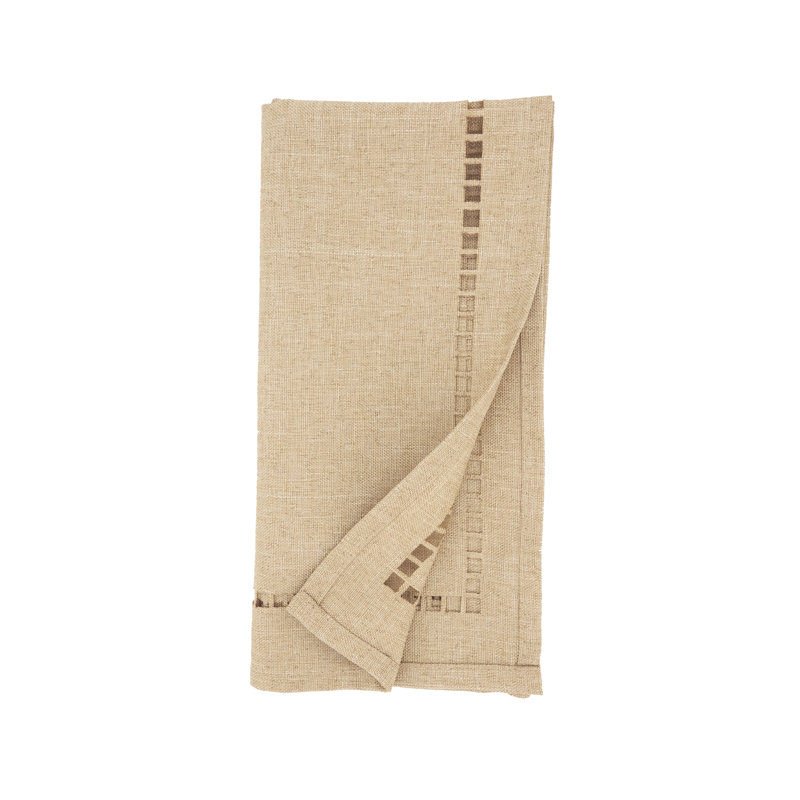 Natural 20" Laser-Cut Hemstitch Napkin Set of 4