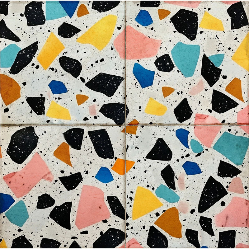 Carreau de mosaïque auto-adhésif en vinyle l 6 po x L 6 po, Terrazzo multicolore
