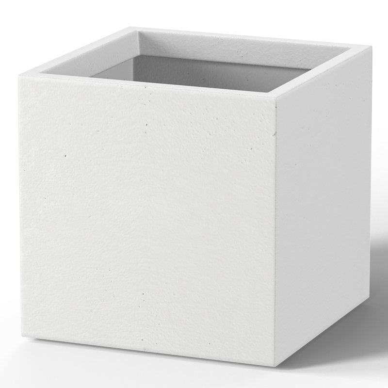 Redegonda Handmade Planter Box, 12" H x 12" W x 12" D, Crisp White