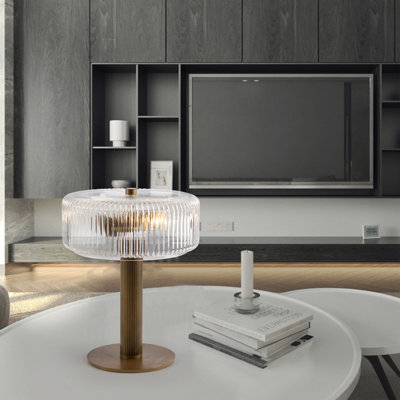 Ribbed Glass Table Lamp