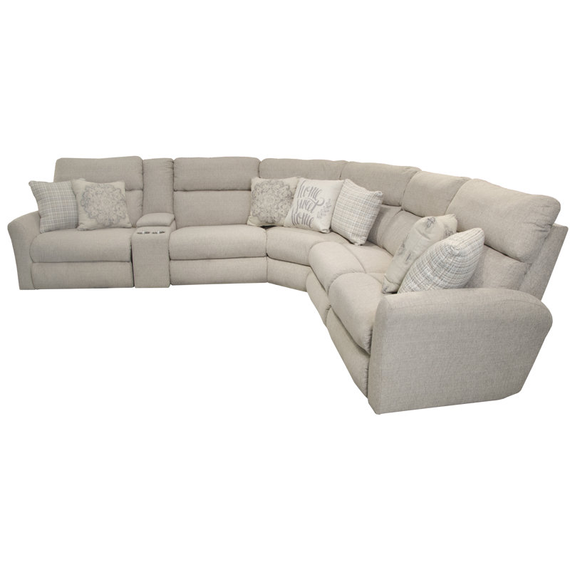 6 - Piece Upholstered Reclining Sectional with 3 Lay-Flat Reclining Seats and Storage Console, Manual